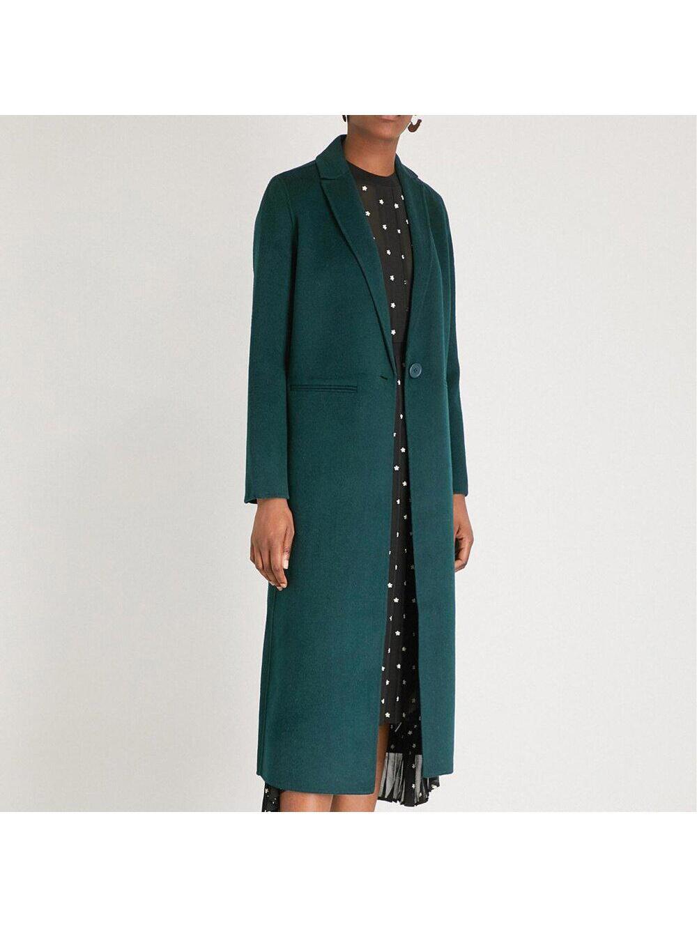 Maje Galaxy Long Line Wool-Blend Coat Green EU38